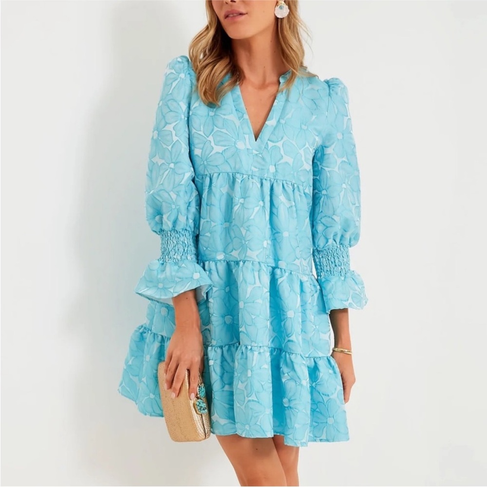 Tuckernuck Pomander Place Blue Daisy Jacquard Kenzo Mini Dress Size XL NWOT